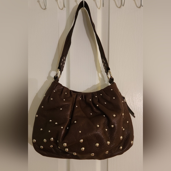 B Makowsky Chocolate leather handbag - Picture 1 of 8